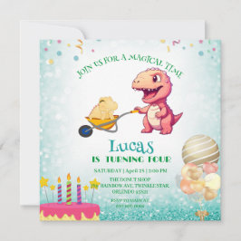 Invitación Cañón de paja divertida de dinosaurio Nacimiento f