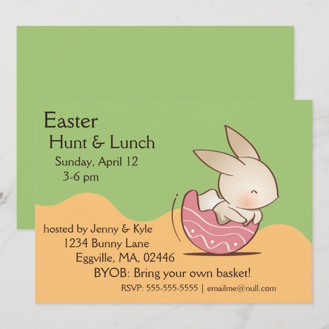 Invitación Cañón lindo, huevo rosa de Pascua (Anverso / Reverso)