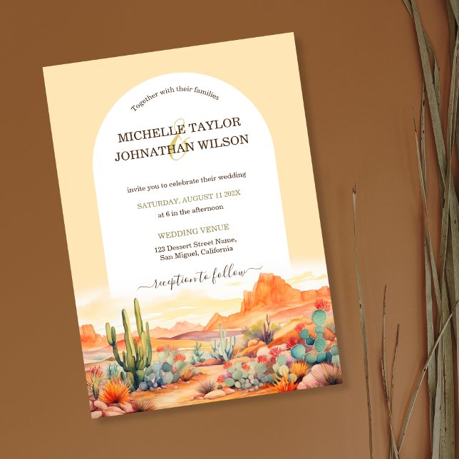 Invitación Cañón occidental: Boho del desierto del cactus mex (boho desert cactus)