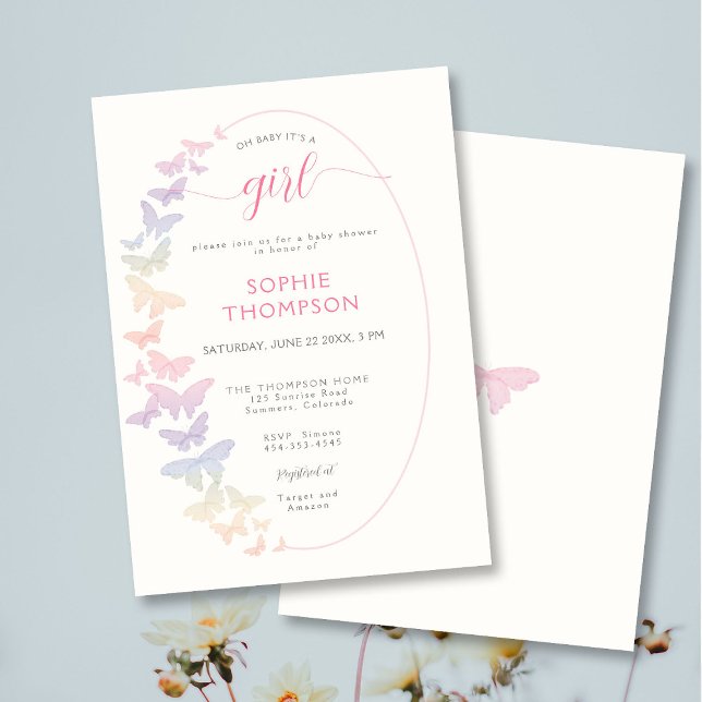 Invitación Cansancio mariposas Boho Frame Chica Baby Shower (Subido por el creador)