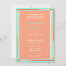 Invitación Cantaloupe Turquoise Love Geométrico