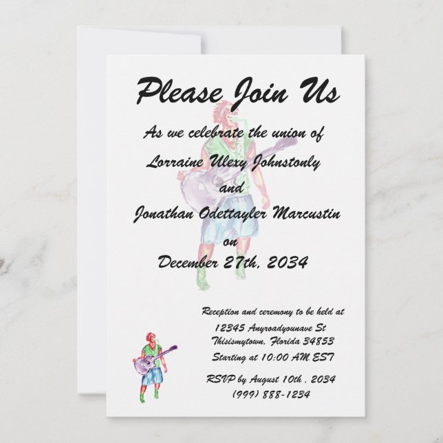 Invitación cantante de guitarra acústica (Anverso)