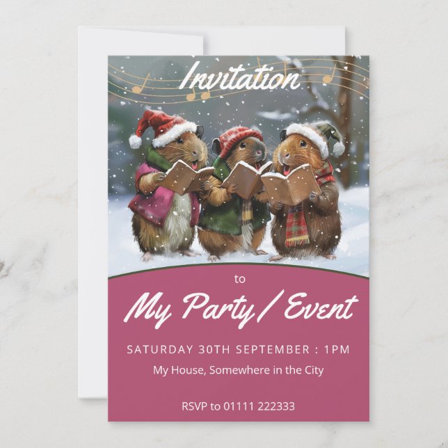 Invitación Cantantes de Cerdo de Guinea (Anverso)