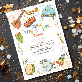 Invitación Cantar danza y jugar a los niños cumpleaños