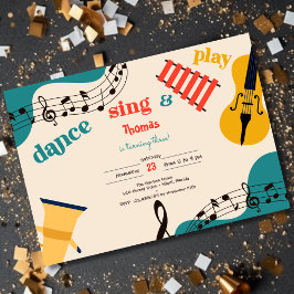 Invitación Cantar danza y jugar a los niños cumpleaños