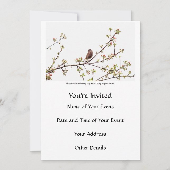 Invitación Canto de pájaro: canción feliz (Anverso)