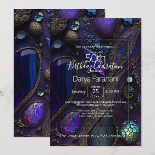 Invitación Caos Elegante Abstracto Botánico de Piedras Prec