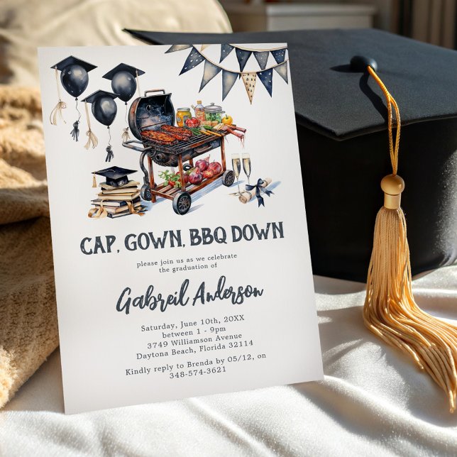 Invitación Cap Gown BBQ Down Graduation (Subido por el creador)