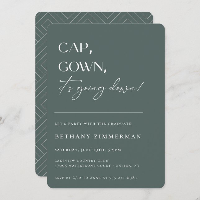 Invitación Cap Gown está cayendo en la fiesta de graduación (Anverso / Reverso)