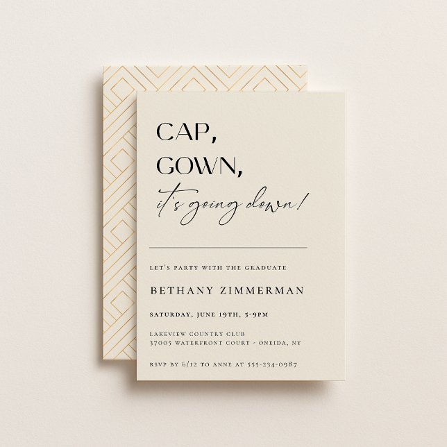 Invitación Cap Gown está cayendo en la fiesta de graduación (Subido por el creador)