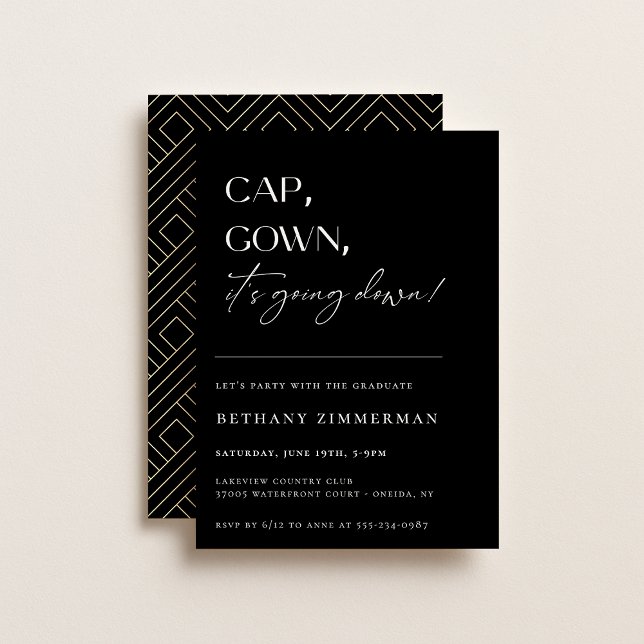 Invitación Cap Gown está cayendo en la fiesta de graduación (Subido por el creador)
