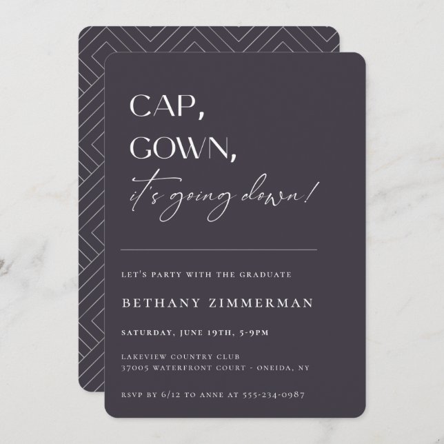 Invitación Cap Gown está cayendo en la fiesta de graduación (Anverso / Reverso)