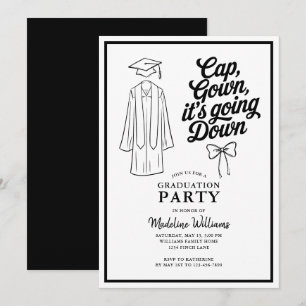 Invitación Cap Gown está cayendo en la fiesta de graduación d