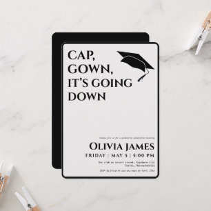 Invitación Cap gown está cayendo en una fiesta de graduación 