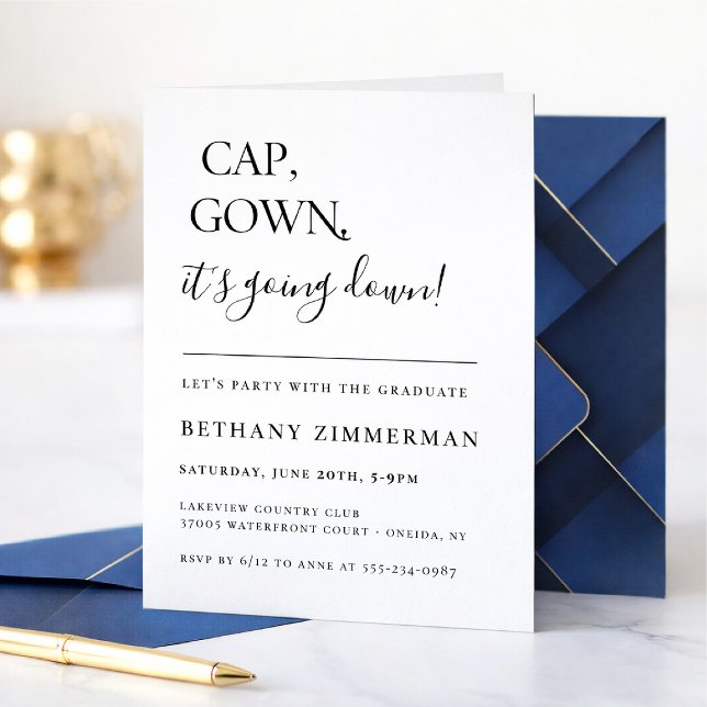 Invitación Cap Gown It's Going Down Graduation Party (Subido por el creador)