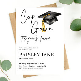 Invitación Cap Gown Its Going Down Graduation Party