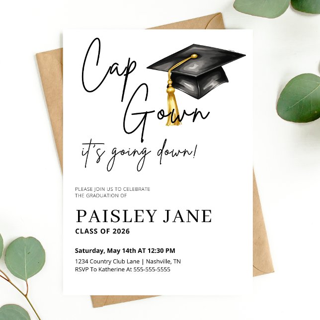 Invitación Cap Gown Its Going Down Graduation Party (Cap Gown Its Going Down Graduation Party Invitation)