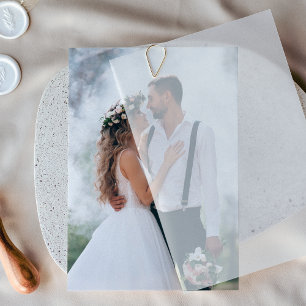 Invitación Capa de Foto Personalizada para Boda de Vellum