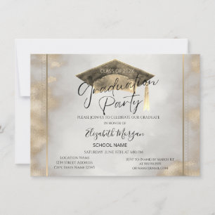 Invitación Capa de graduación con marco chic dorado