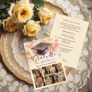 Invitación Capa de Graduación Encantadora Collage Floral de 4