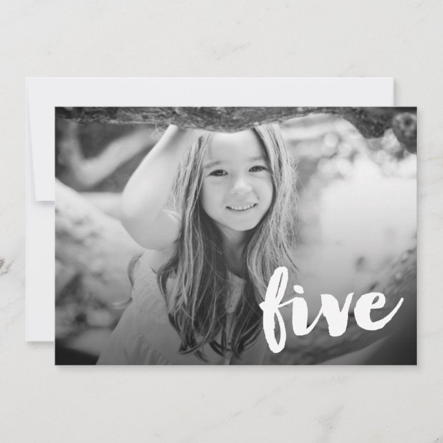 Invitación Capa de la foto del número cinco del cumpleaños de (Anverso)