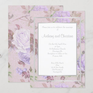 INVITACIÓN CAPA LILA ROJO FLORAL ELEGANTE BODA