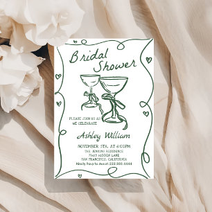 Invitación Capaz de Champán de mano caprichosa ducha de novia