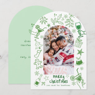 Invitación Capaz de dibujar a mano Foto Arco navideño Feliz