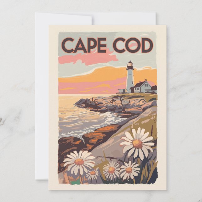 Invitación Cape Cod Massachusetts Arte de viaje pintoresco re (Anverso)