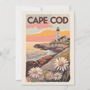 Invitación Cape Cod Massachusetts Painterly Travel Art Retro