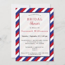 Invitación Caperador de novia de raya azul rojo patriótico
