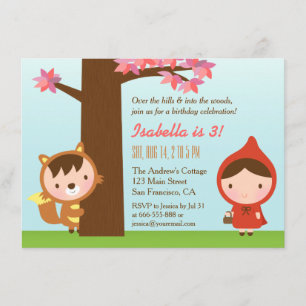 Invitación Caperucita Roja Lobo Malo Fiesta de Cumpleaños