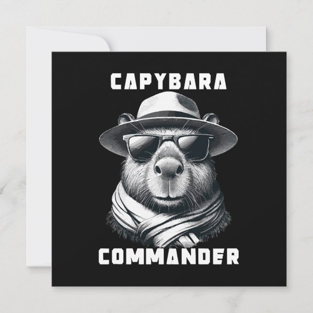 Invitación Capibara Con Gafas De Sol Capy Comandante (Anverso)