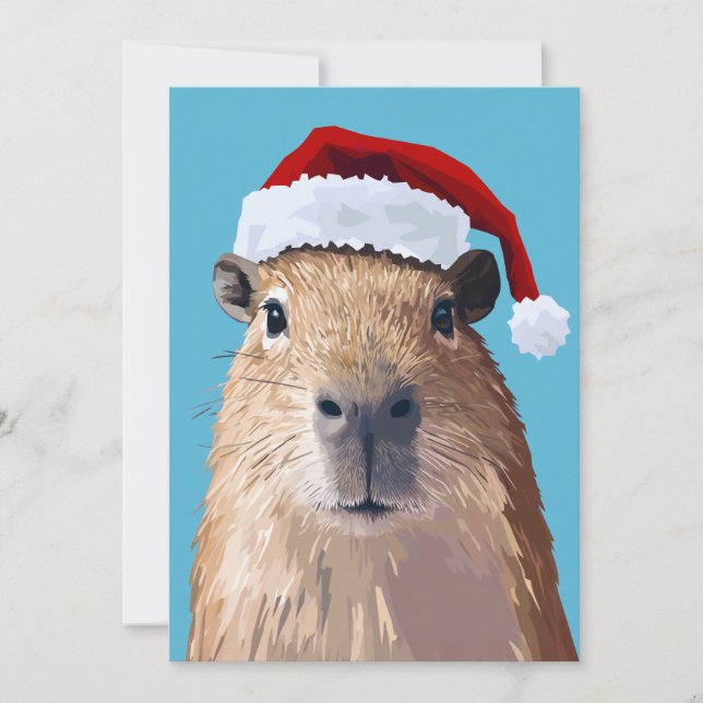 Invitación Capibara Festivo con Gorro de Santa (Anverso)
