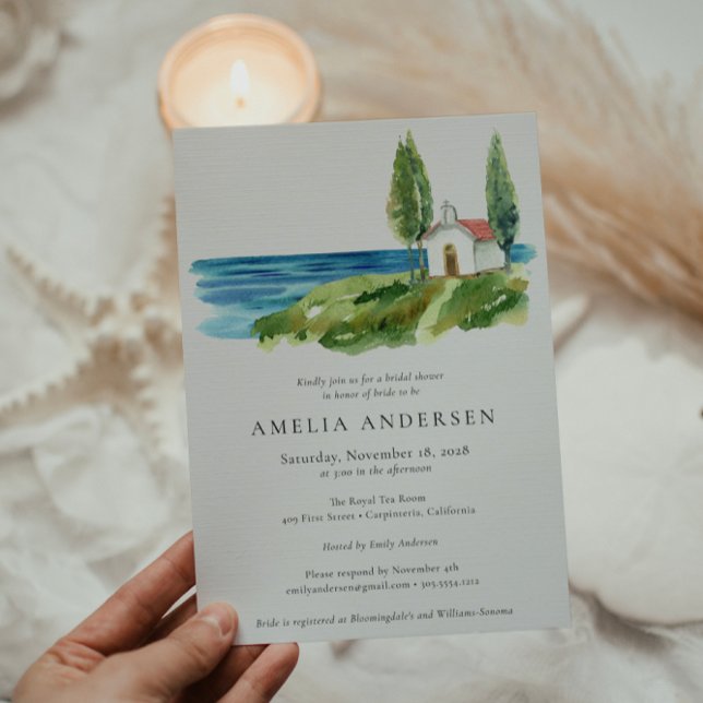 Invitación Capilla acuarela costera Sequedad de novias oceáni (Subido por el creador)