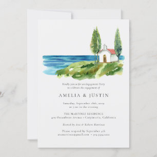 Invitación Capilla de acuarela costera Fiesta de compromiso o