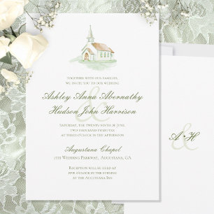 Invitación Capilla de Boda con Acuarela Elegante
