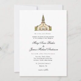 Invitación Capilla de color de agua Boda cristiano
