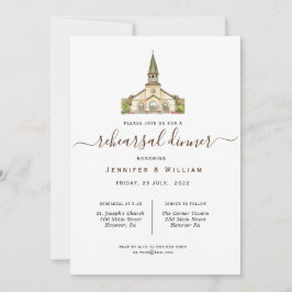 Invitación Capilla de color de agua Boda ensayo Cena