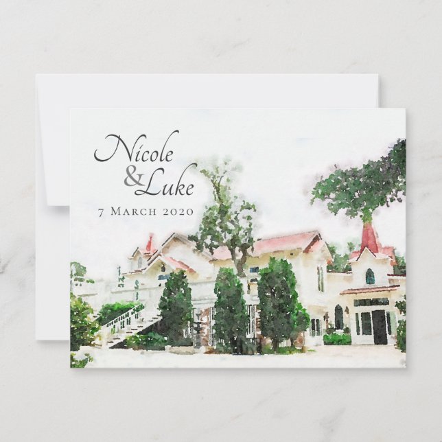 Invitación Capilla del Boda de la isla Tybee salva la fecha (Anverso)