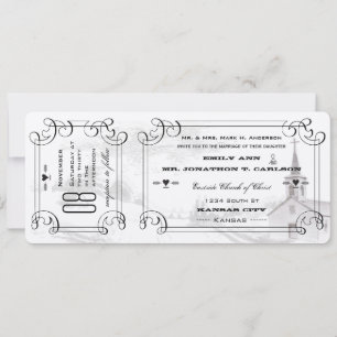 Invitación Capilla Romántica Boleto de Boda en Camino Rural