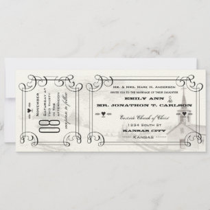 Invitación Capilla romántica País Boda de boletos de carreter