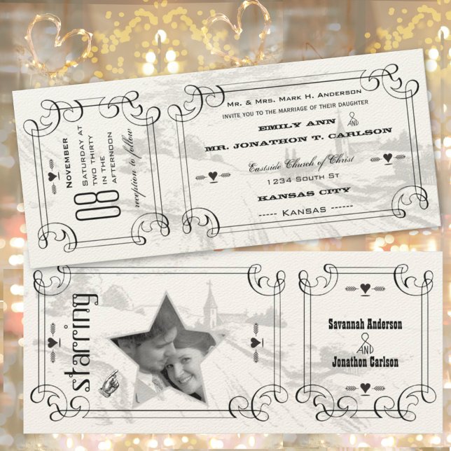 Invitación Capilla romántica País Boda de boletos de carreter (Subido por el creador)