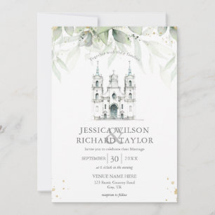 Invitación Capilla Rústica Elegante De La Iglesia Católica
