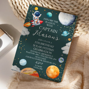 Invitación Capitán Cohete Explorador Aventura Espacial Cumple