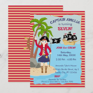 Invitación Capitán de la Fiesta de Cumpleaños del Barco Pirat