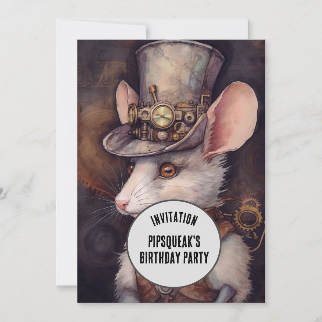 Invitación Capitán de rata de ratón Steampunk (Anverso)