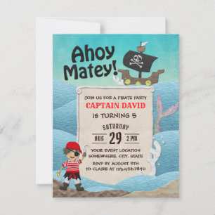 Invitación Capitán del tema del pirata Fiesta de cumpleaños