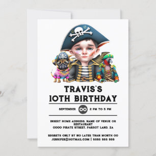 Invitación Capitán pirata de animales graciosos encrucijarse