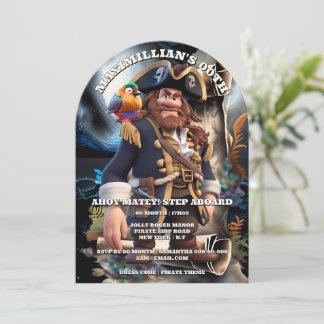 Invitación Capitán pirata isla de los niños del rollo tema de
